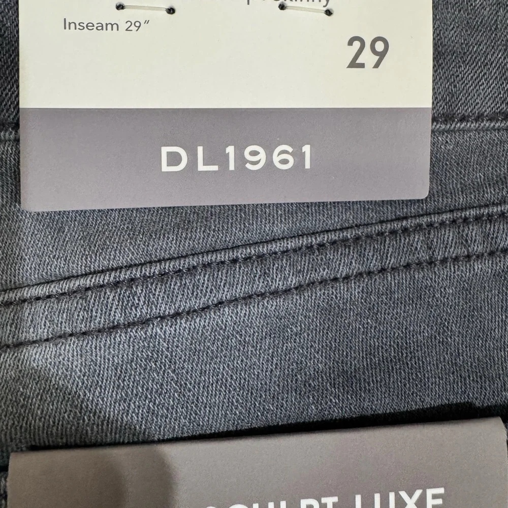 DL1961 Emma Low Rise Instasculpt Skinny Jeans Gray Charcoal Denim Pants - Picture 9 of 11